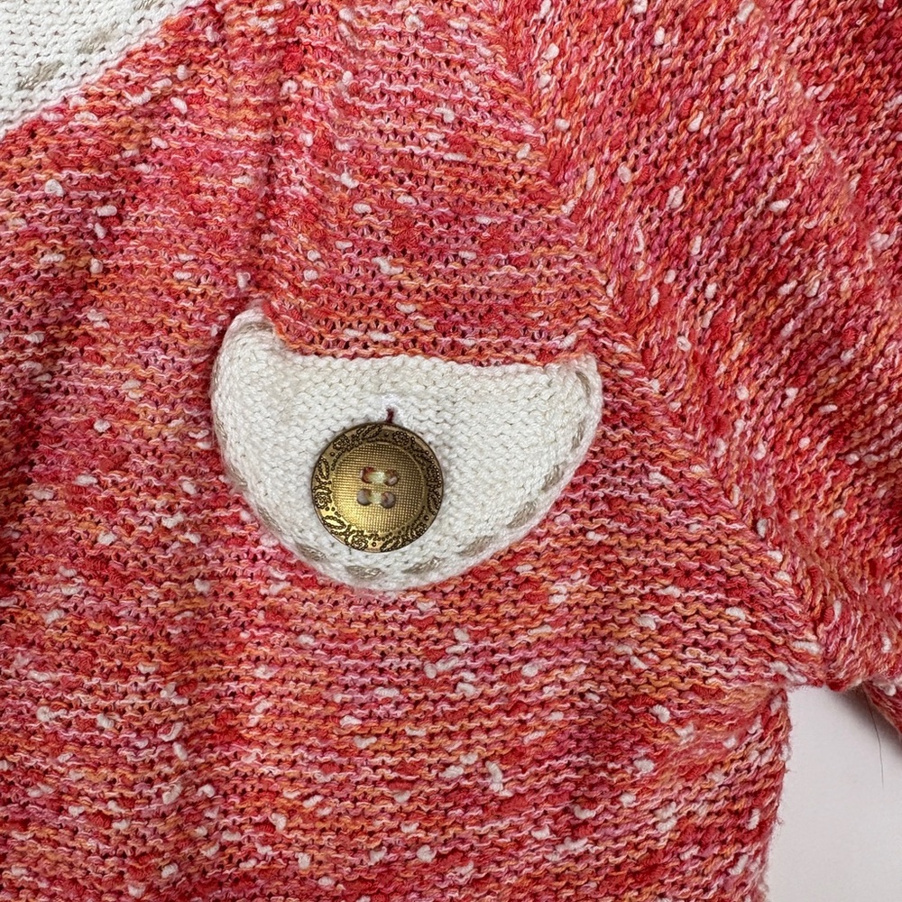 Curio Knit Sweater Jacket Small | Coral Bouclé Zip Front Boutique Jacket - Picture 4 of 6